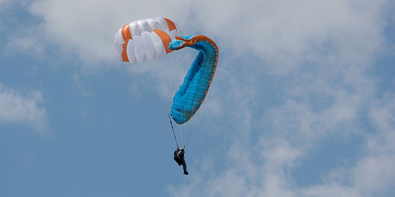 paraglider using reserve parachute