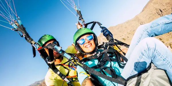 girl paraglider harness